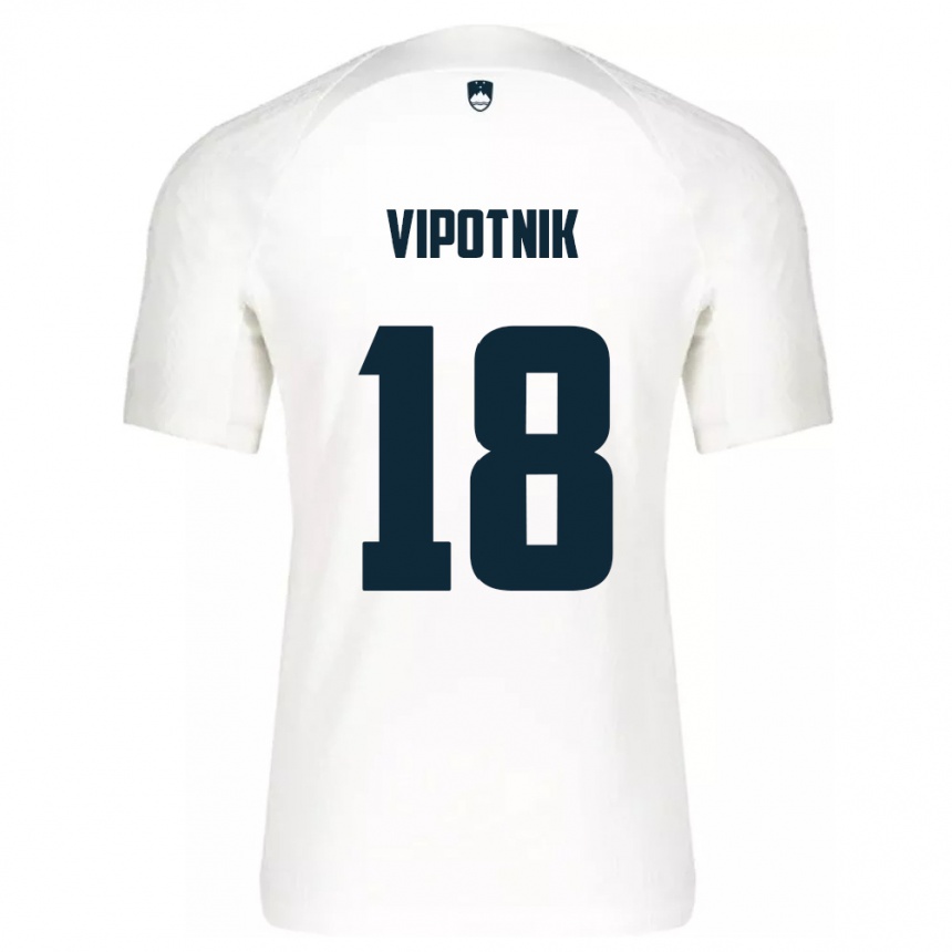 Niño Fútbol Camiseta Eslovenia Zan Vipotnik #18 Blanco 1ª Equipación 24-26 Perú