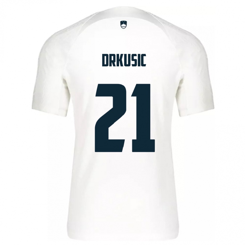 Niño Fútbol Camiseta Eslovenia Vanja Drkusic #21 Blanco 1ª Equipación 24-26 Perú