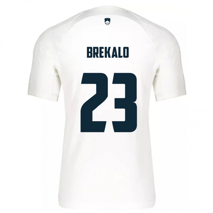 Niño Fútbol Camiseta Eslovenia David Brekalo #23 Blanco 1ª Equipación 24-26 Perú