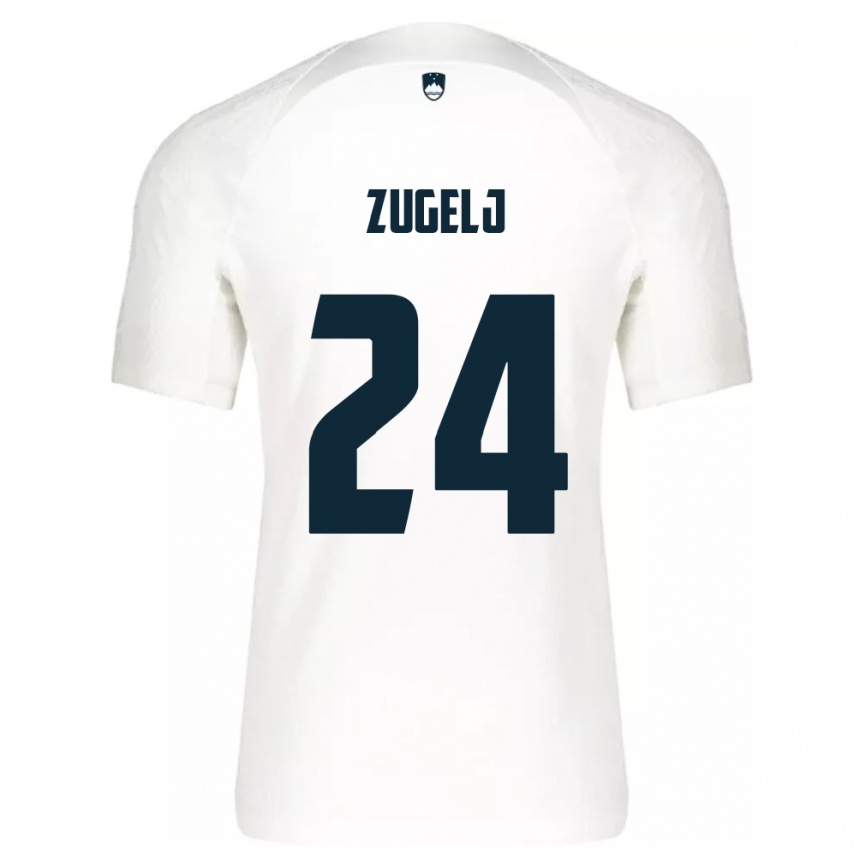 Niño Fútbol Camiseta Eslovenia Nino Zugelj #24 Blanco 1ª Equipación 24-26 Perú