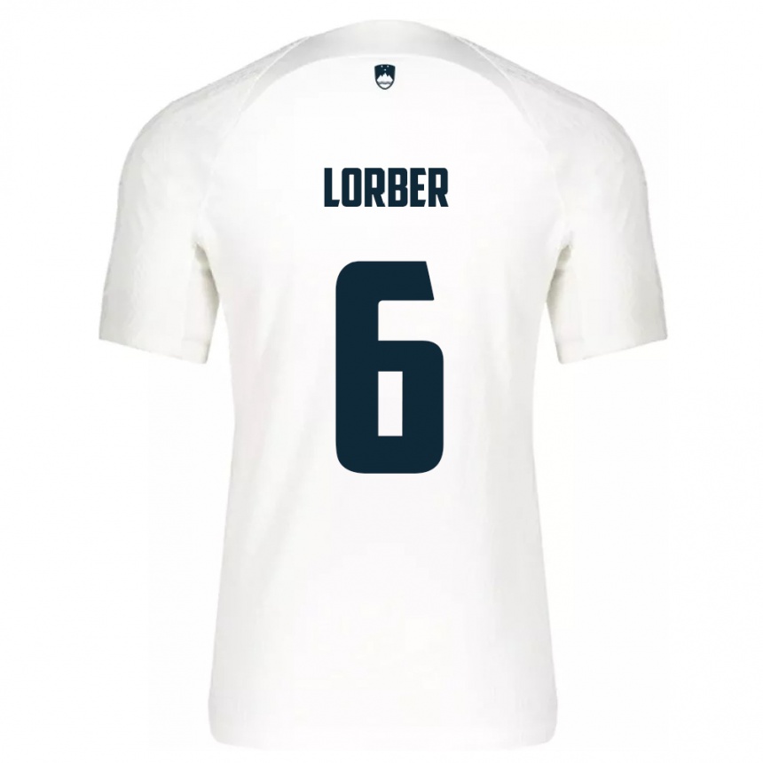 Niño Fútbol Camiseta Eslovenia Marcel Lorber #6 Blanco 1ª Equipación 24-26 Perú