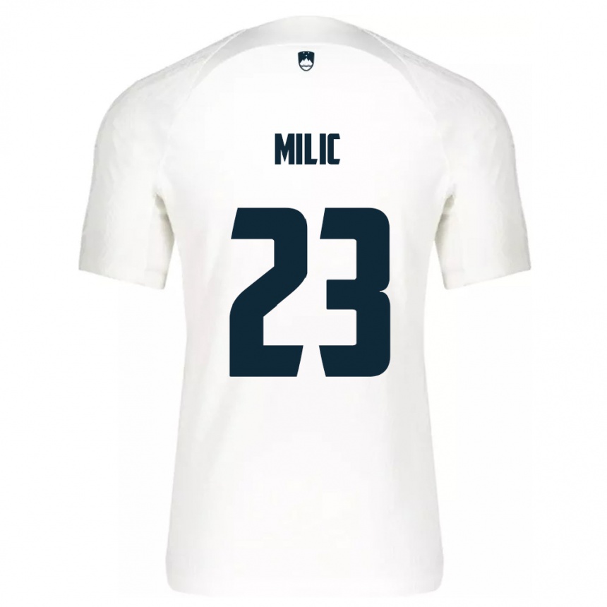 Niño Fútbol Camiseta Eslovenia Nino Milic #23 Blanco 1ª Equipación 24-26 Perú