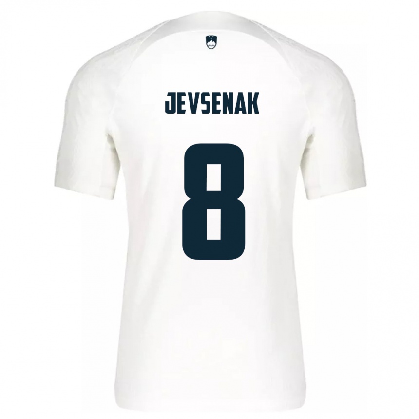 Niño Fútbol Camiseta Eslovenia Florjan Jevsenak #8 Blanco 1ª Equipación 24-26 Perú