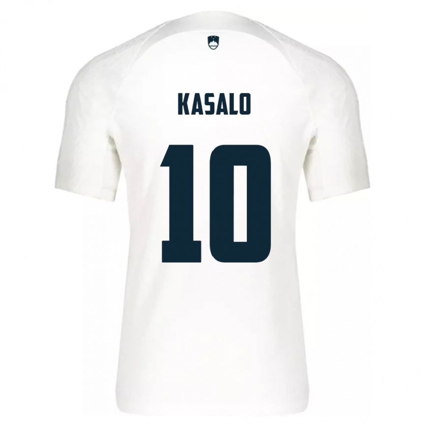 Niño Fútbol Camiseta Eslovenia Niko Kasalo #10 Blanco 1ª Equipación 24-26 Perú