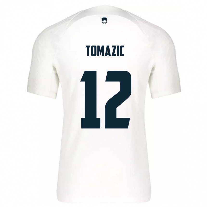 Niño Fútbol Camiseta Eslovenia Lukas Tomazic #12 Blanco 1ª Equipación 24-26 Perú