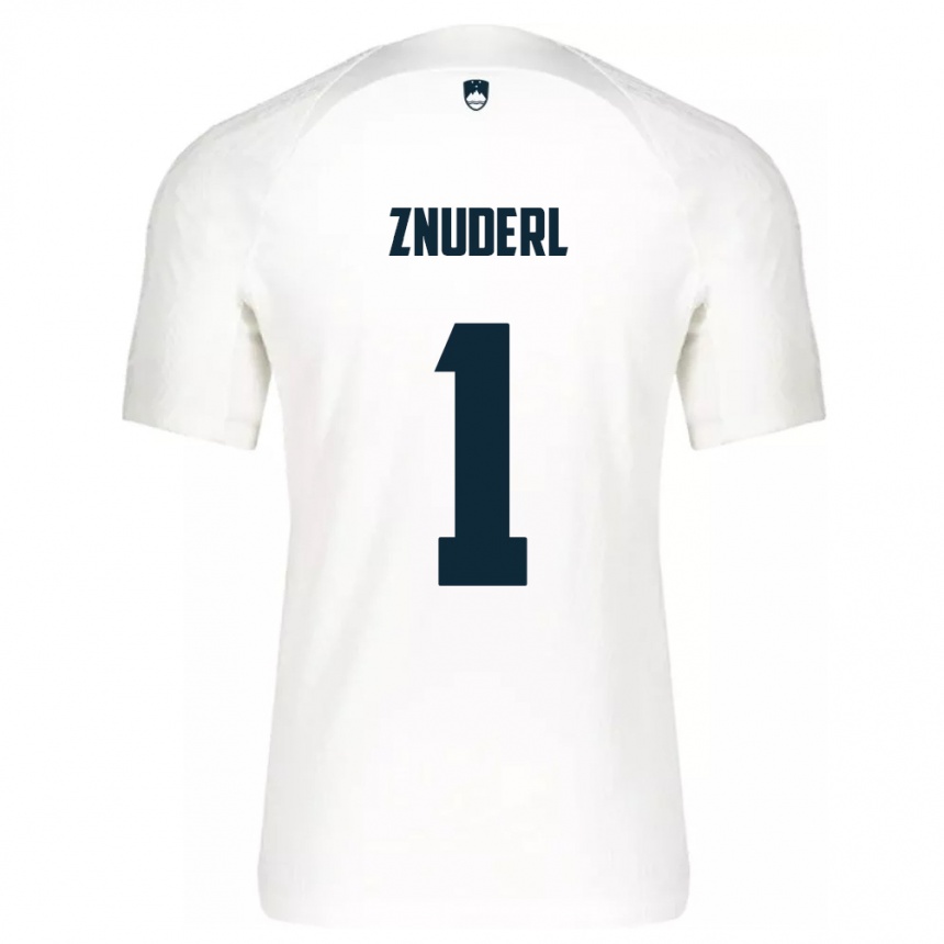 Niño Fútbol Camiseta Eslovenia Tai Znuderl #1 Blanco 1ª Equipación 24-26 Perú