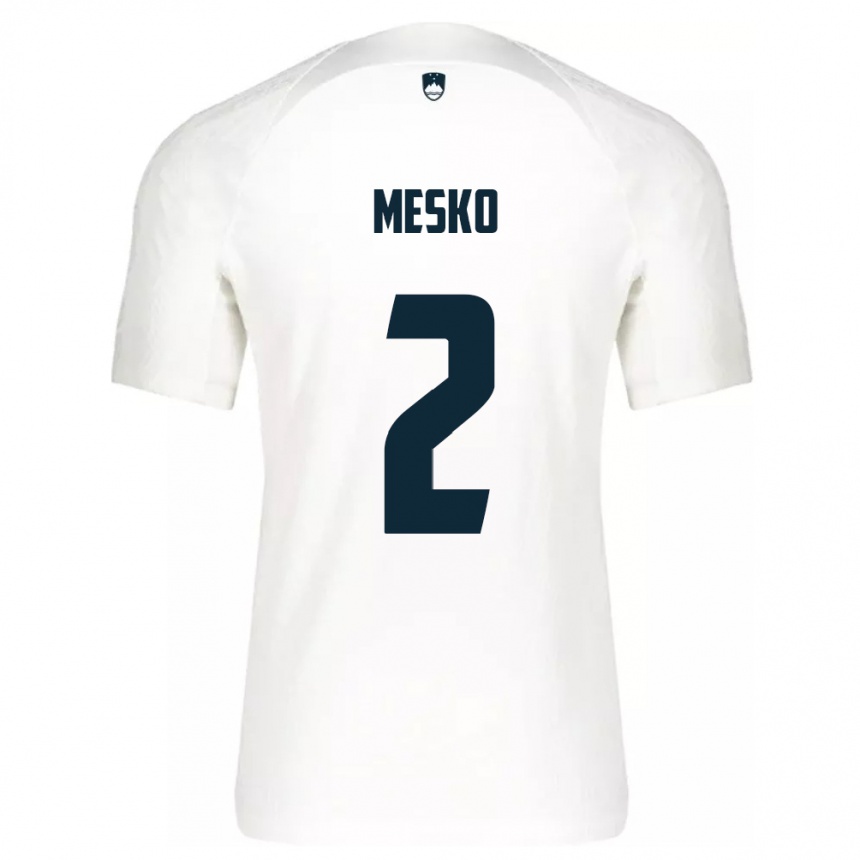 Niño Fútbol Camiseta Eslovenia Zan Mesko #2 Blanco 1ª Equipación 24-26 Perú