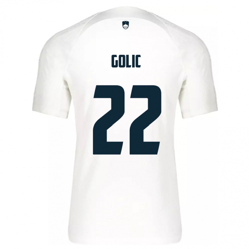 Niño Fútbol Camiseta Eslovenia Tilen Golic #22 Blanco 1ª Equipación 24-26 Perú