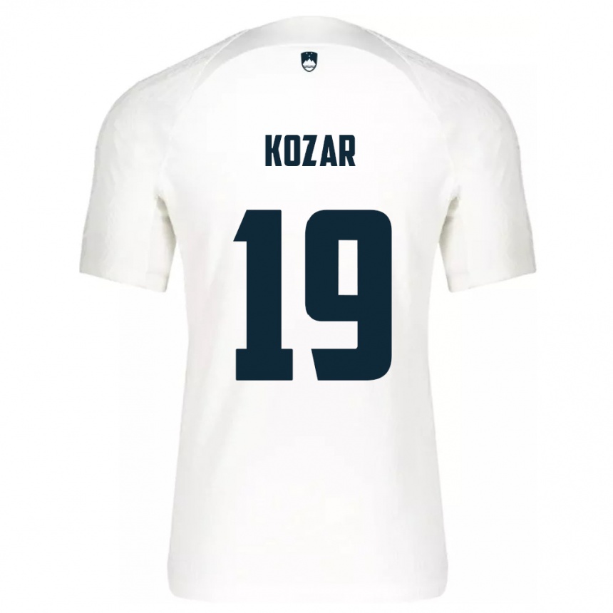 Niño Fútbol Camiseta Eslovenia Kristjan Kozar #19 Blanco 1ª Equipación 24-26 Perú