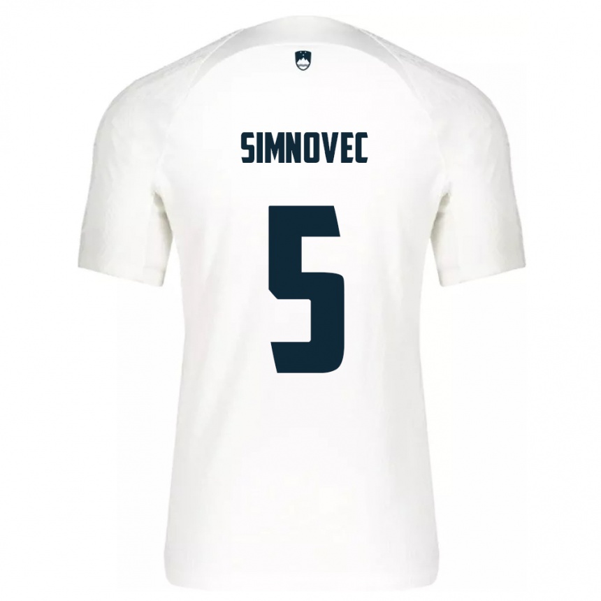 Niño Fútbol Camiseta Eslovenia Matevz Simnovec #5 Blanco 1ª Equipación 24-26 Perú