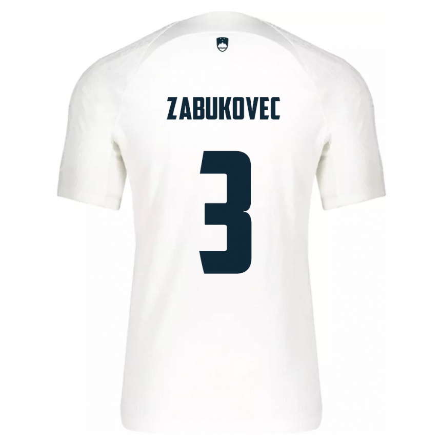 Niño Fútbol Camiseta Eslovenia Anze Zabukovec #3 Blanco 1ª Equipación 24-26 Perú