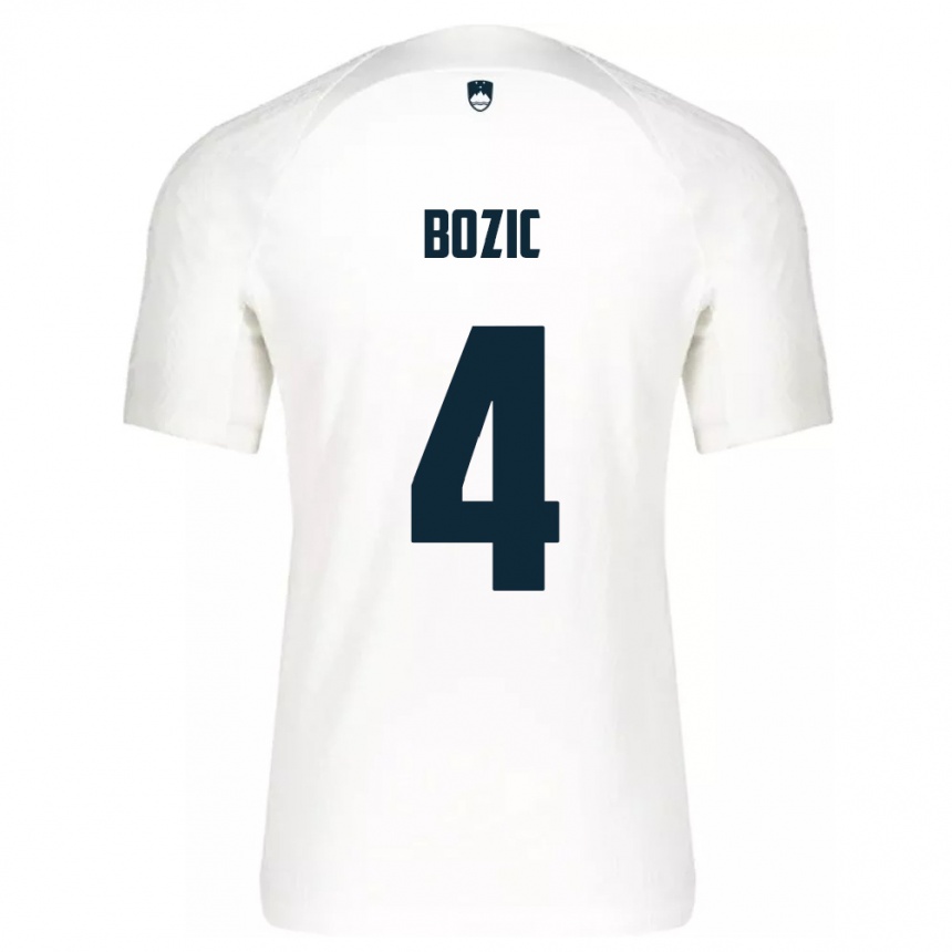 Niño Fútbol Camiseta Eslovenia Viktor Bozic #4 Blanco 1ª Equipación 24-26 Perú