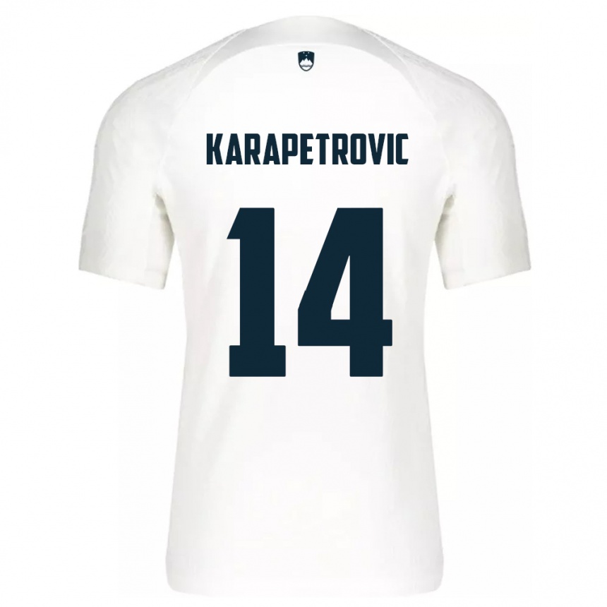 Niño Fútbol Camiseta Eslovenia Luka Karapetrovic #14 Blanco 1ª Equipación 24-26 Perú