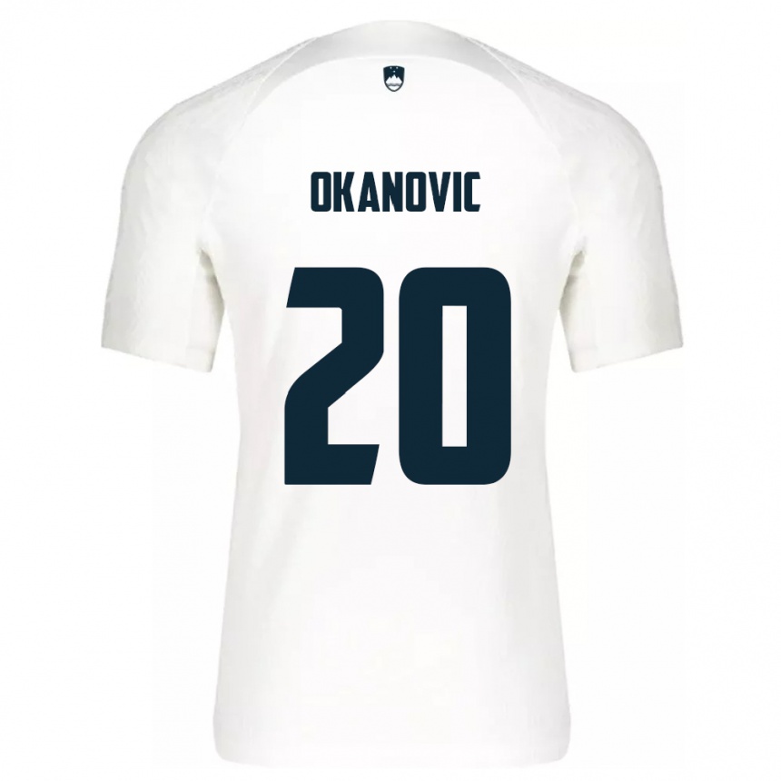 Niño Fútbol Camiseta Eslovenia Deen Okanovic #20 Blanco 1ª Equipación 24-26 Perú