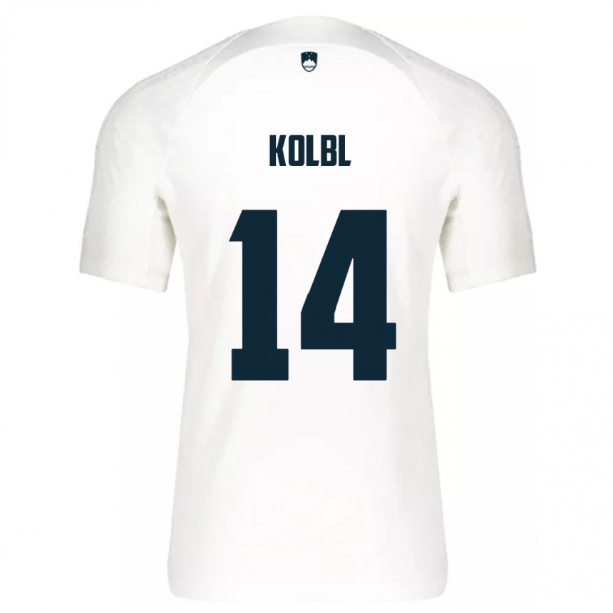 Niño Fútbol Camiseta Eslovenia Špela Kolbl #14 Blanco 1ª Equipación 24-26 Perú