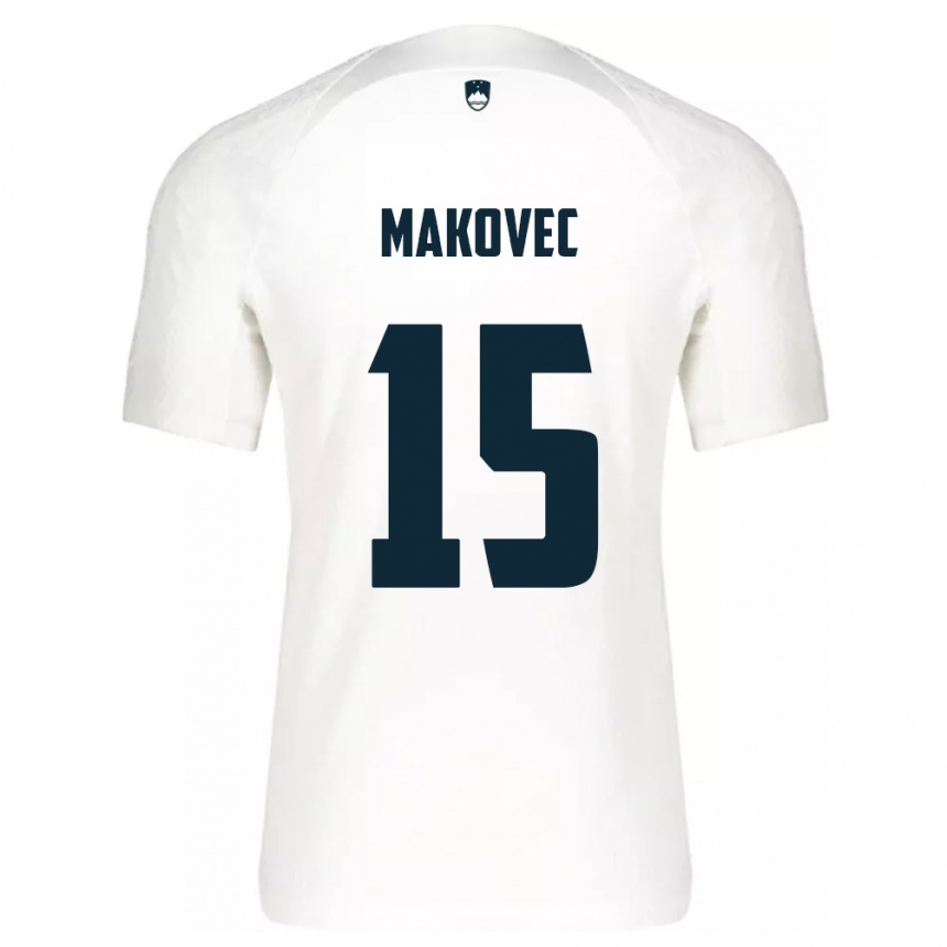 Niño Fútbol Camiseta Eslovenia Sara Makovec #15 Blanco 1ª Equipación 24-26 Perú