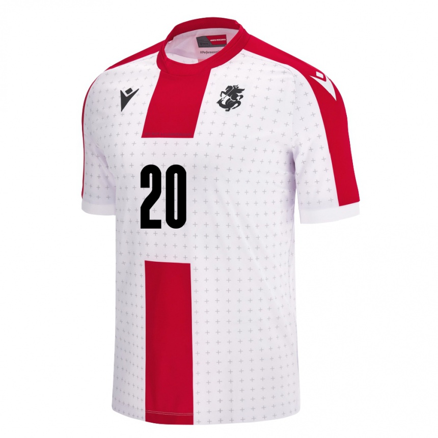 Niño Fútbol Camiseta Georgia Luka Latsabidze #20 Blanco 1ª Equipación 24-26 Perú