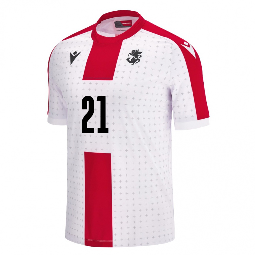 Niño Fútbol Camiseta Georgia Otar Mamageishvili #21 Blanco 1ª Equipación 24-26 Perú