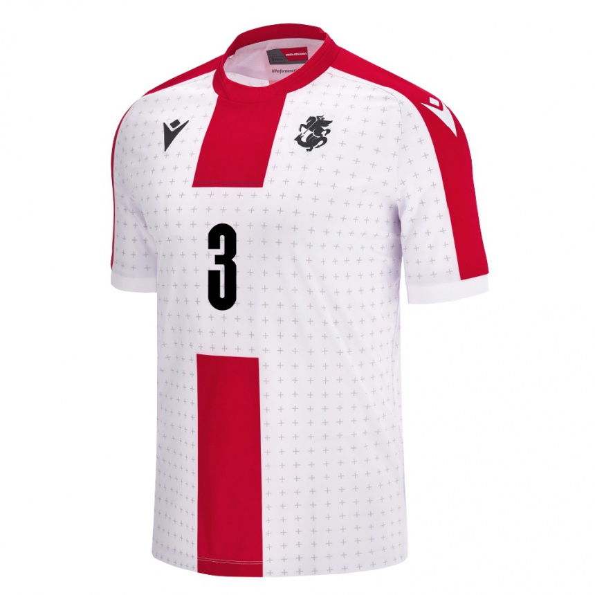 Niño Fútbol Camiseta Georgia Lasha Dvali #3 Blanco 1ª Equipación 24-26 Perú