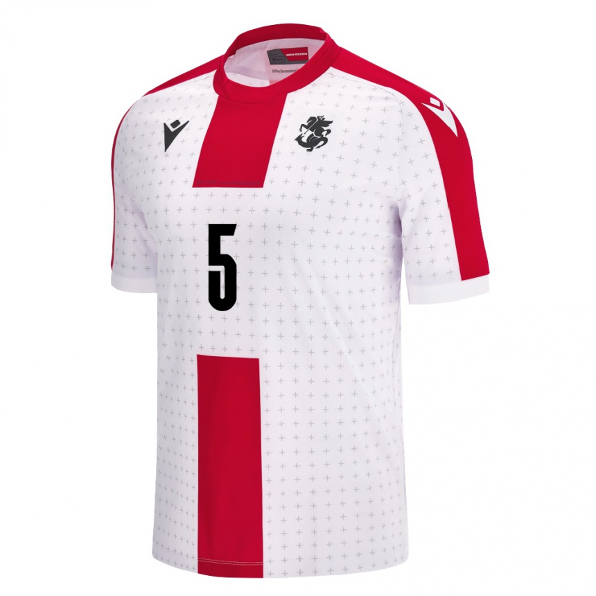 Niño Fútbol Camiseta Georgia Tamar Kvelidze #5 Blanco 1ª Equipación 24-26 Perú