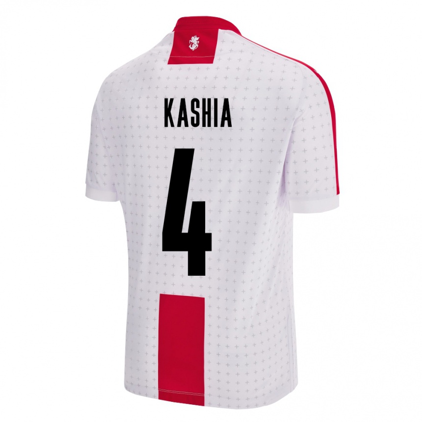 Niño Fútbol Camiseta Georgia Guram Kashia #4 Blanco 1ª Equipación 24-26 Perú