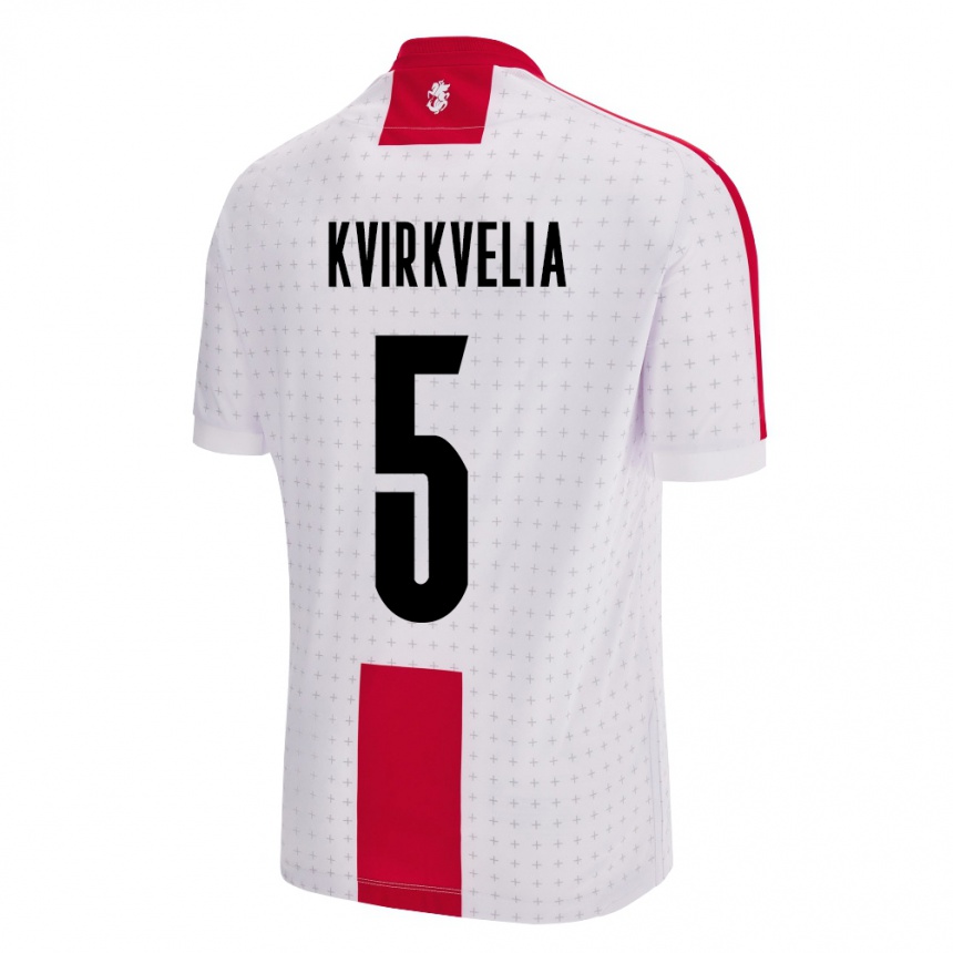 Niño Fútbol Camiseta Georgia Solomon Kvirkvelia #5 Blanco 1ª Equipación 24-26 Perú