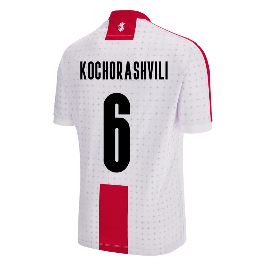 Niño Fútbol Camiseta Georgia Giorgi Kochorashvili #6 Blanco 1ª Equipación 24-26 Perú