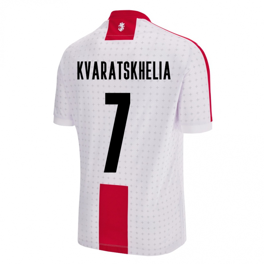 Niño Fútbol Camiseta Georgia Khvicha Kvaratskhelia #7 Blanco 1ª Equipación 24-26 Perú