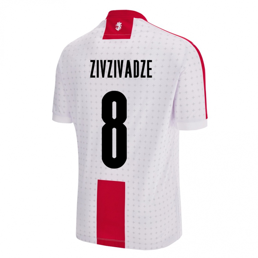 Niño Fútbol Camiseta Georgia Budu Zivzivadze #8 Blanco 1ª Equipación 24-26 Perú