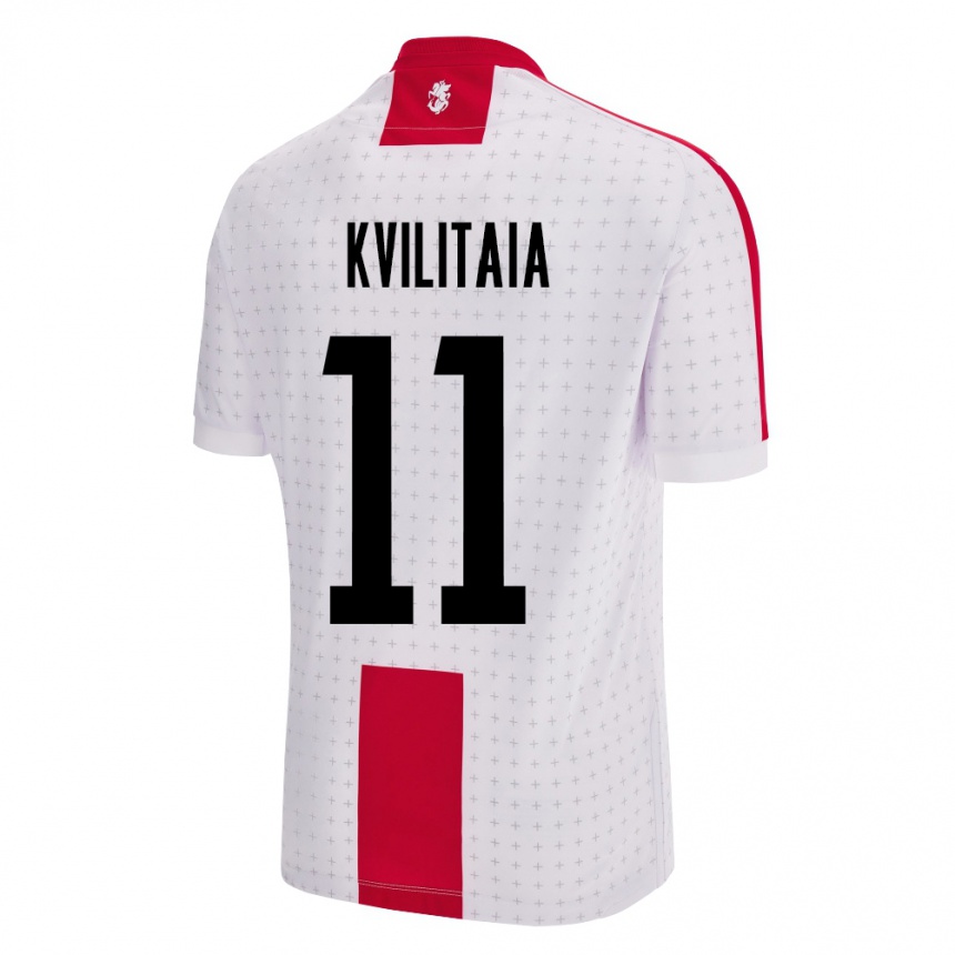 Niño Fútbol Camiseta Georgia Giorgi Kvilitaia #11 Blanco 1ª Equipación 24-26 Perú