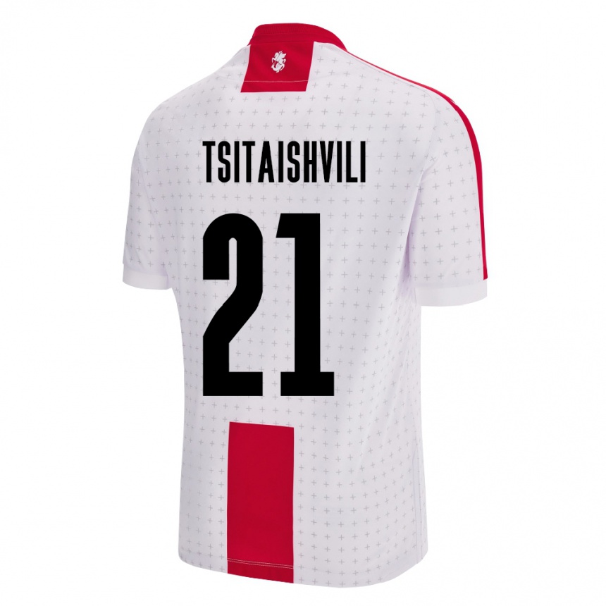 Niño Fútbol Camiseta Georgia Georgiy Tsitaishvili #21 Blanco 1ª Equipación 24-26 Perú