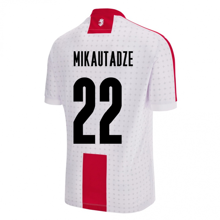 Niño Fútbol Camiseta Georgia Georges Mikautadze #22 Blanco 1ª Equipación 24-26 Perú