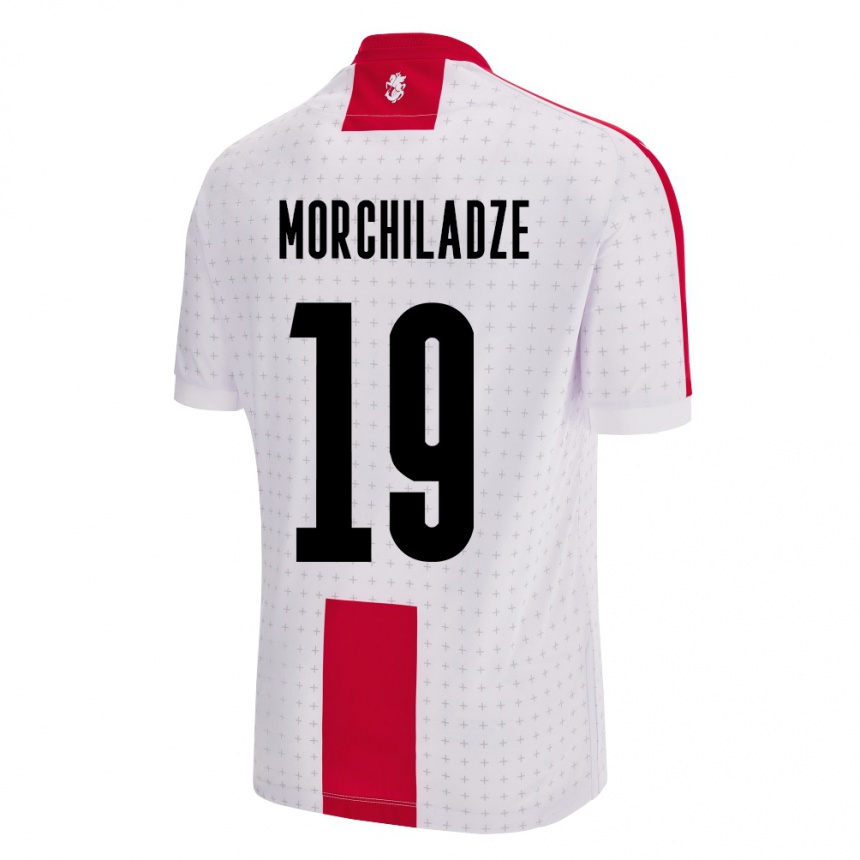 Niño Fútbol Camiseta Georgia Tornike Morchiladze #19 Blanco 1ª Equipación 24-26 Perú