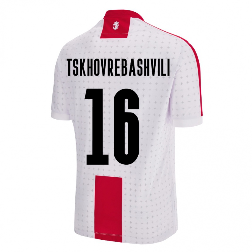 Niño Fútbol Camiseta Georgia Nikoloz Tskhovrebashvili #16 Blanco 1ª Equipación 24-26 Perú