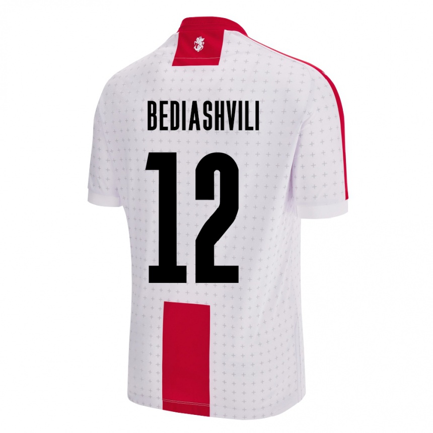 Niño Fútbol Camiseta Georgia Giorgi Bediashvili #12 Blanco 1ª Equipación 24-26 Perú