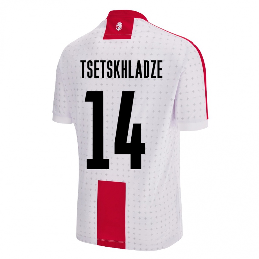 Niño Fútbol Camiseta Georgia Nikoloz Tsetskhladze #14 Blanco 1ª Equipación 24-26 Perú