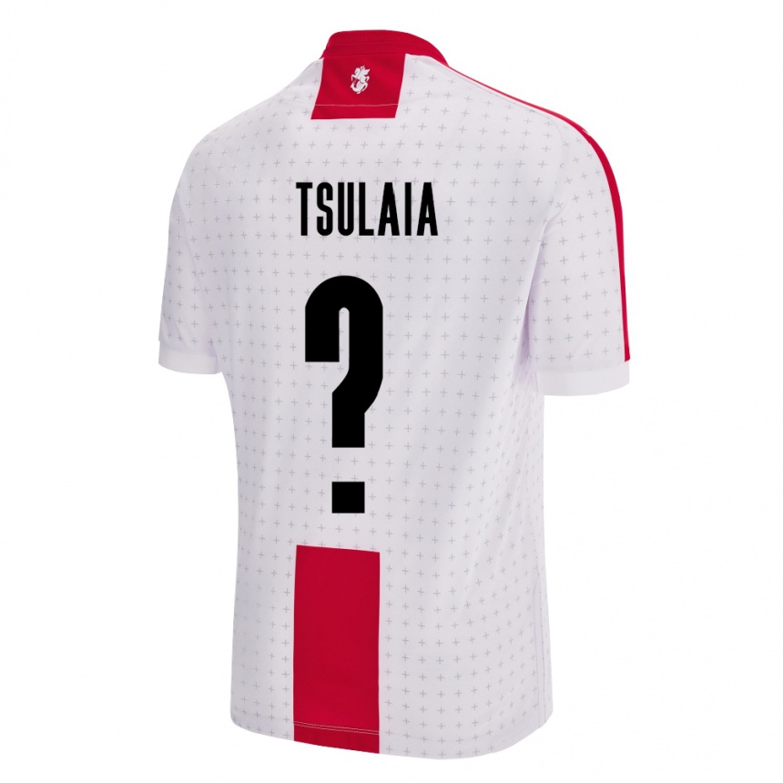 Niño Fútbol Camiseta Georgia Luka Tsulaia #0 Blanco 1ª Equipación 24-26 Perú