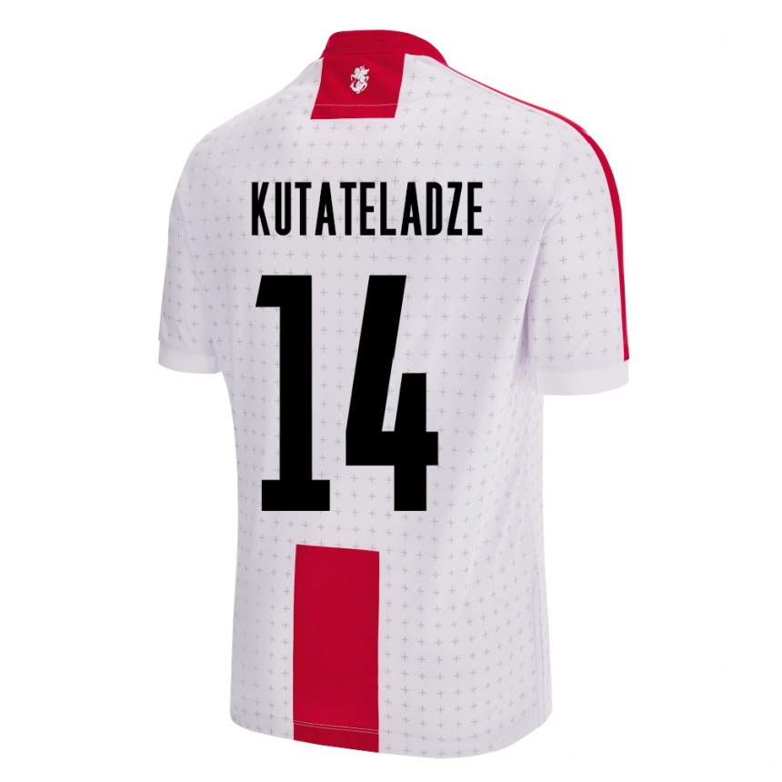 Niño Fútbol Camiseta Georgia Alexandre Kutateladze #14 Blanco 1ª Equipación 24-26 Perú