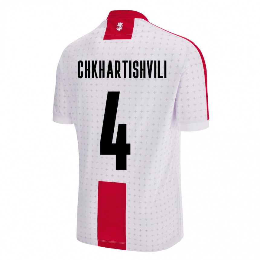 Niño Fútbol Camiseta Georgia Nino Chkhartishvili #4 Blanco 1ª Equipación 24-26 Perú