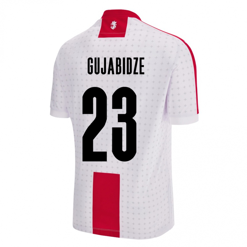 Niño Fútbol Camiseta Georgia Nino Gujabidze #23 Blanco 1ª Equipación 24-26 Perú