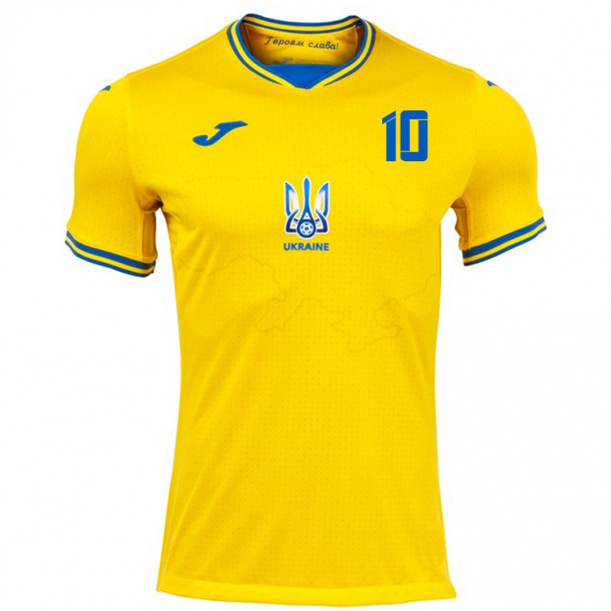 Niño Fútbol Camiseta Ucrania Artem Shulyanskyi #10 Amarillo 1ª Equipación 24-26 Perú