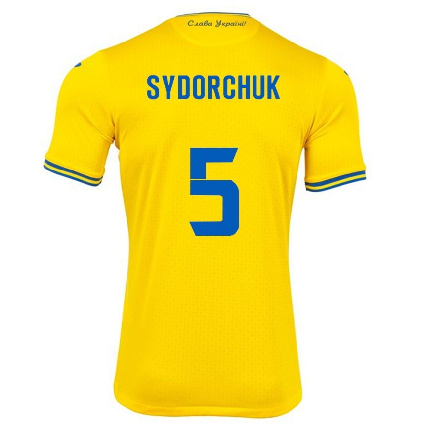 Niño Fútbol Camiseta Ucrania Sergiy Sydorchuk #5 Amarillo 1ª Equipación 24-26 Perú