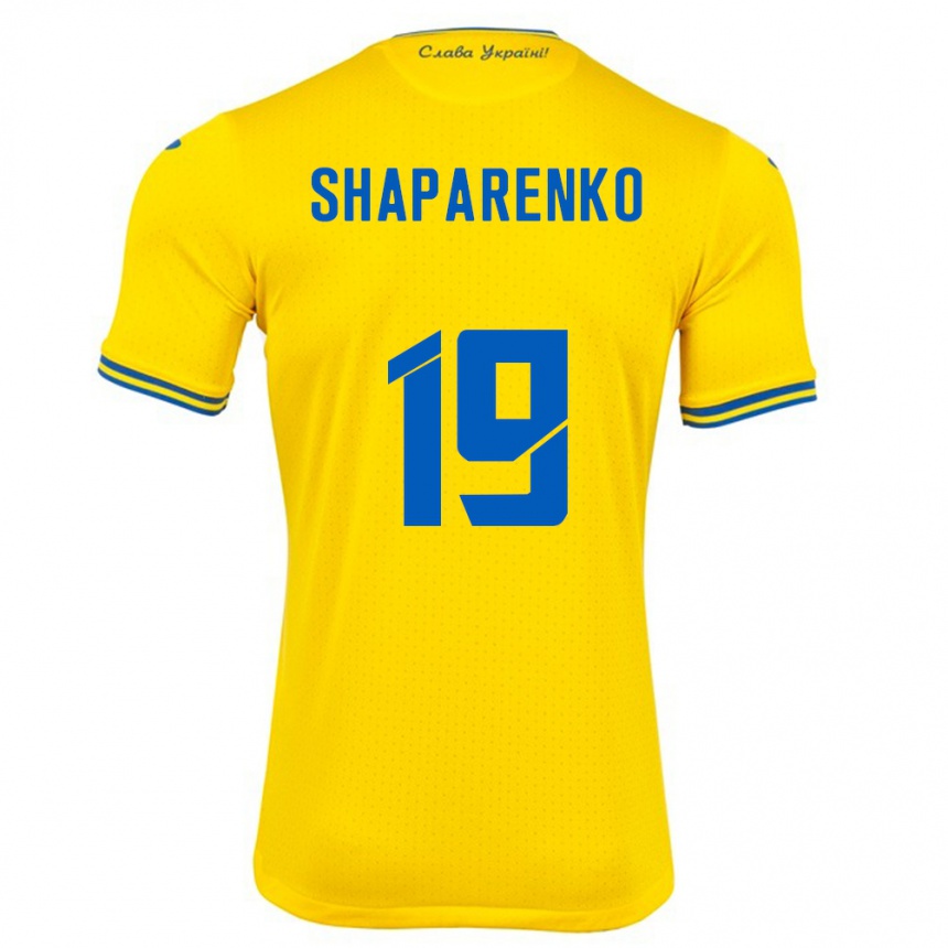 Niño Fútbol Camiseta Ucrania Mykola Shaparenko #19 Amarillo 1ª Equipación 24-26 Perú