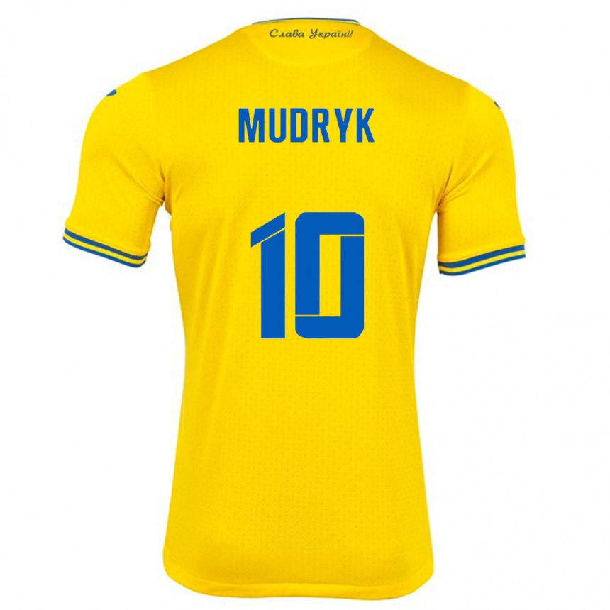 Niño Fútbol Camiseta Ucrania Mykhaylo Mudryk #10 Amarillo 1ª Equipación 24-26 Perú