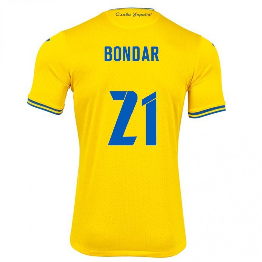 Niño Fútbol Camiseta Ucrania Valeriy Bondar #21 Amarillo 1ª Equipación 24-26 Perú