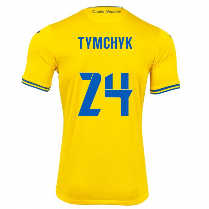 Niño Fútbol Camiseta Ucrania Oleksandr Tymchyk #24 Amarillo 1ª Equipación 24-26 Perú