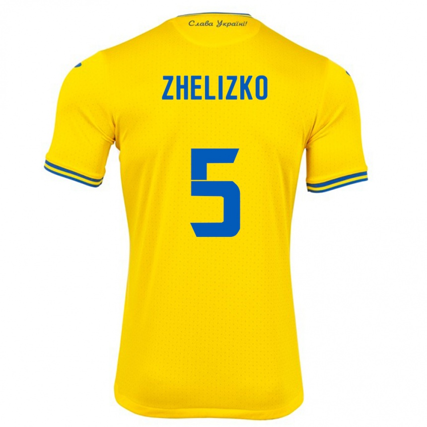 Niño Fútbol Camiseta Ucrania Ivan Zhelizko #5 Amarillo 1ª Equipación 24-26 Perú