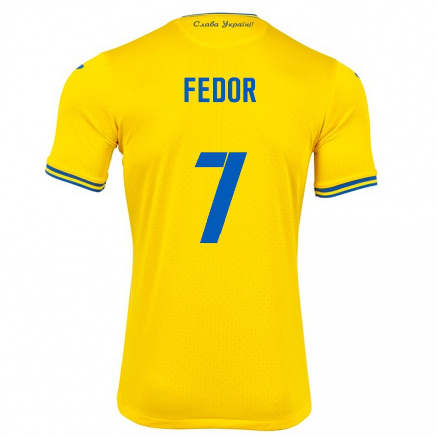 Niño Fútbol Camiseta Ucrania Oleg Fedor #7 Amarillo 1ª Equipación 24-26 Perú