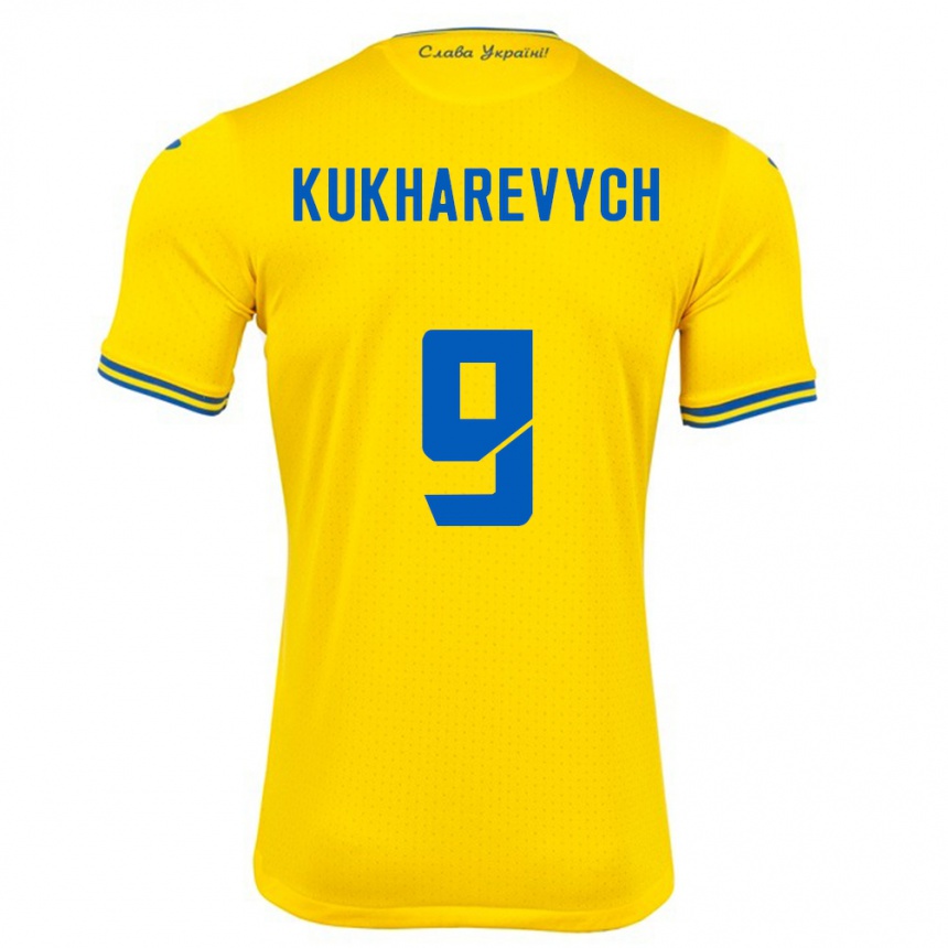 Niño Fútbol Camiseta Ucrania Mykola Kukharevych #9 Amarillo 1ª Equipación 24-26 Perú