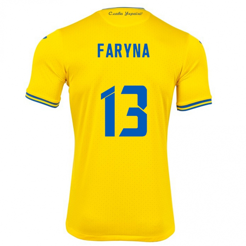 Niño Fútbol Camiseta Ucrania Maryan Faryna #13 Amarillo 1ª Equipación 24-26 Perú